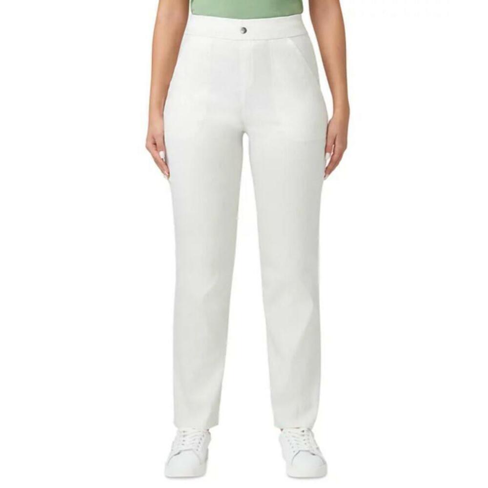 Hue Women's High-Rise Straight-Leg Pull-On Pants White S